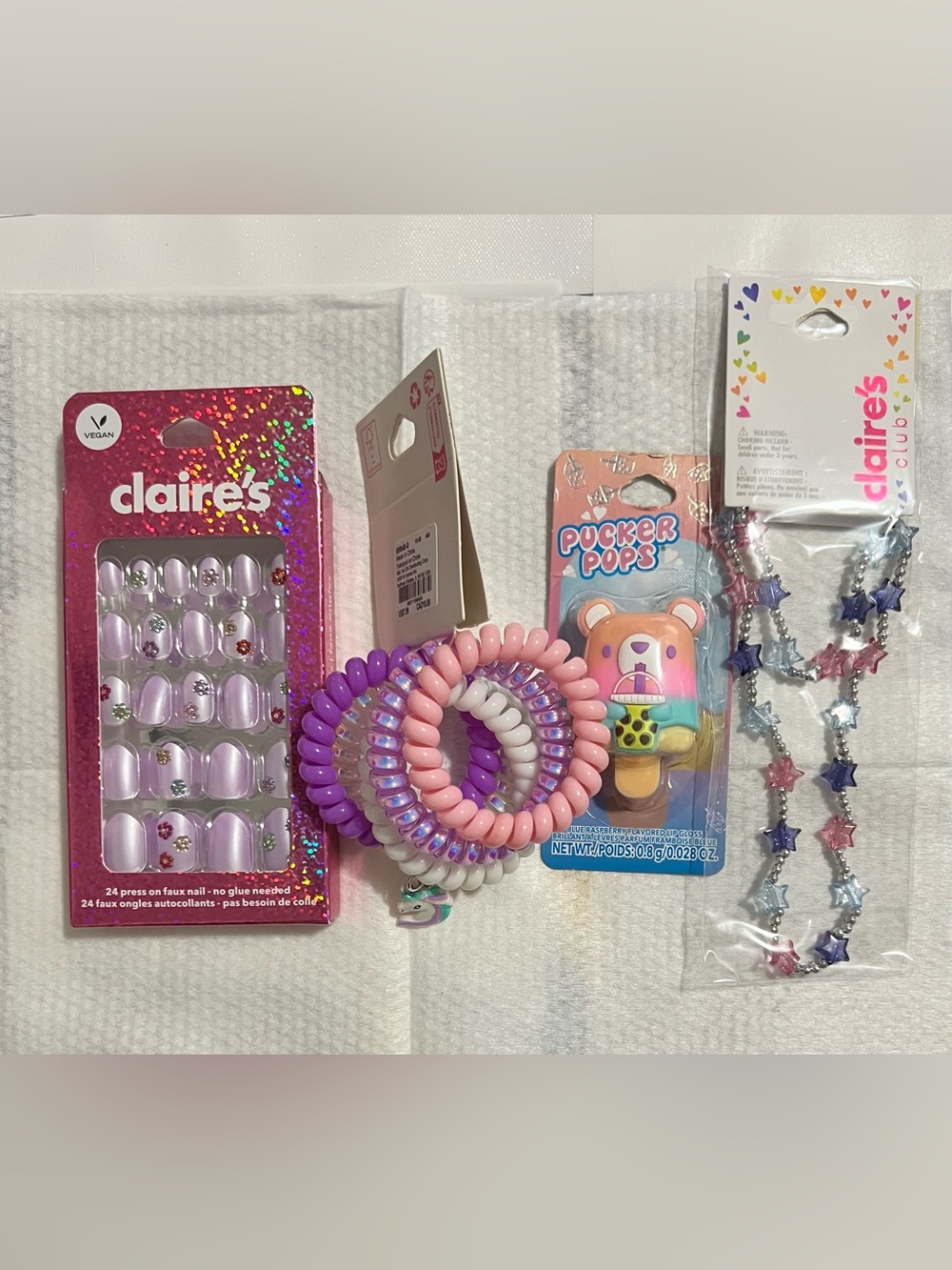 Claire’s Pastel Spiral Hair Coil Set - Pink Purple White